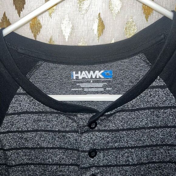 Hawk Henley grey striped men’s size S - Picture 2 of 3